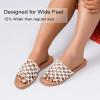 image:imageRuiee Wide Width Sandals for Women Summer Wide Feet Slides Sandal Casual Flat Slides Comfort Braided Slip on Sandals Beach Shoes for WomenWhite Pu 8008