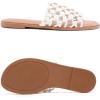 image:imageRuiee Wide Width Sandals for Women Summer Wide Feet Slides Sandal Casual Flat Slides Comfort Braided Slip on Sandals Beach Shoes for WomenWhite Pu 8008