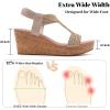 image:imageRuiee Wide Width Wedge Sandals for Women Comfortable Ankle Strap Open Toe Summer Shoes Platform Wedge Dressy Women SandalsBeige 8012
