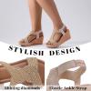 image:imageRuiee Wide Width Wedge Sandals for Women Comfortable Ankle Strap Open Toe Summer Shoes Platform Wedge Dressy Women SandalsBeige 8012