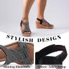 image:imageRuiee Wide Width Wedge Sandals for Women Comfortable Ankle Strap Open Toe Summer Shoes Platform Wedge Dressy Women SandalsBlack 8012