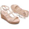 image:imageRuiee Wide Width Wedge Sandals for Women Comfortable Ankle Strap Open Toe Summer Shoes Platform Wedge Dressy Women SandalsNude 8001