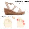 image:imageRuiee Wide Width Wedge Sandals for Women Comfortable Ankle Strap Open Toe Summer Shoes Platform Wedge Dressy Women SandalsNude 8001
