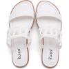 image:imageRuiee Wide Width Sandals for Women Summer Wide Feet Flat Slides Sandals Casual Comfort Strap Slip on Sandals Open Toe Beach Womens SandalWhite Pu 8007