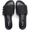 image:imageRuiee Wide Width Sandals for Women Summer Wide Feet Slides Sandal Casual Flat Slides Comfort Braided Slip on Sandals Beach Shoes for WomenBlack Pu 774