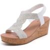 image:imageRuiee Wide Width Wedge Sandals for Women Comfortable Ankle Strap Open Toe Summer Shoes Platform Wedge Dressy Women SandalsWhite 8012