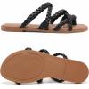 image:imageRuiee Wide Width Sandals for Women Summer Wide Feet Flip Flops Flat Slides Casual Braided Comfort Slip on Breathable Thong Cute SandalBlack Pu 780