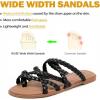 image:imageRuiee Wide Width Sandals for Women Summer Wide Feet Flip Flops Flat Slides Casual Braided Comfort Slip on Breathable Thong Cute SandalBlack Pu 780