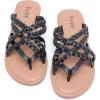 image:imageRuiee Wide Width Sandals for Women Summer Wide Feet Flip Flops Flat Slides Casual Braided Comfort Slip on Breathable Thong Cute SandalBlack Pu 8009