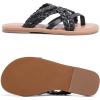 image:imageRuiee Wide Width Sandals for Women Summer Wide Feet Flip Flops Flat Slides Casual Braided Comfort Slip on Breathable Thong Cute SandalBlack Pu 8009