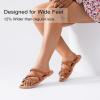 image:imageRuiee Wide Width Sandals for Women Summer Wide Feet Flip Flops Flat Slides Casual Braided Comfort Slip on Breathable Thong Cute SandalBrown Pu 780