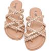 image:imageRuiee Wide Width Sandals for Women Summer Wide Feet Flip Flops Flat Slides Casual Braided Comfort Slip on Breathable Thong Cute SandalGold Pu 780