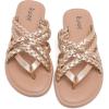 image:imageRuiee Wide Width Sandals for Women Summer Wide Feet Flip Flops Flat Slides Casual Braided Comfort Slip on Breathable Thong Cute SandalGold Pu 8009