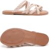 image:imageRuiee Wide Width Sandals for Women Summer Wide Feet Flip Flops Flat Slides Casual Braided Comfort Slip on Breathable Thong Cute SandalNude Pu 780