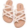 image:imageRuiee Wide Width Sandals for Women Summer Wide Feet Flip Flops Flat Slides Casual Braided Comfort Slip on Breathable Thong Cute SandalNude Pu 780