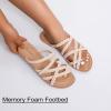 image:imageRuiee Wide Width Sandals for Women Summer Wide Feet Flip Flops Flat Slides Casual Braided Comfort Slip on Breathable Thong Cute SandalNude Pu 780