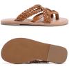 image:imageRuiee Wide Width Sandals for Women Summer Wide Feet Flip Flops Flat Slides Casual Braided Comfort Slip on Breathable Thong Cute SandalTan Pu 8009