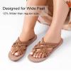 image:imageRuiee Wide Width Sandals for Women Summer Wide Feet Flip Flops Flat Slides Casual Braided Comfort Slip on Breathable Thong Cute SandalTan Pu 8009