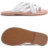 image:imageRuiee Wide Width Sandals for Women Summer Wide Feet Flip Flops Flat Slides Casual Braided Comfort Slip on Breathable Thong Cute SandalWhite Pu 8009