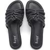 image:imageRuiee Wide Width Sandals for Women Summer Wide Feet Flat Slides Fashion Casual Comfort Strap Slip on Open Toe Breathable Beach ShoesBlack Pu 8006