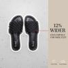 image:imageRuiee Wide Width Sandals for Women Summer Wide Feet Braided Flat Slides Casual Comfort Fashion Open Toe Slip on Breathable Cute SandalBlack Pu 774
