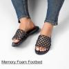 image:imageRuiee Wide Width Sandals for Women Summer Wide Feet Braided Flat Slides Casual Comfort Fashion Open Toe Slip on Breathable Cute SandalBlack Pu 774