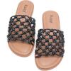 image:imageRuiee Wide Width Sandals for Women Summer Wide Feet Braided Flat Slides Casual Comfort Fashion Open Toe Slip on Breathable Cute SandalBlack Pu 8008