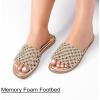 image:imageRuiee Wide Width Sandals for Women Summer Wide Feet Braided Flat Slides Casual Comfort Fashion Open Toe Slip on Breathable Cute SandalGold Pu 774