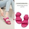 image:imageRuiee Wide Width Sandals for Women Summer Wide Feet Braided Flat Slides Casual Comfort Fashion Open Toe Slip on Breathable Cute SandalHot Pink 2002