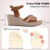 image:imageRuiee Wide Width Wedges Sandals for Women Summer Platform Espadrille Wedge Heels Comfort Wide Feet Sandal Casual Dressy Ankle Strap Womens ShoesBrown 8014