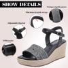 image:imageRuiee Wide Width Wedges Sandals for Women Summer Platform Espadrille Wedge Heels Wide Feet Braided Ankle Strap Womens Dressy SandalBlack 1103