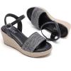 image:imageRuiee Wide Width Wedges Sandals for Women Summer Platform Espadrille Wedge Heels Wide Feet Braided Ankle Strap Womens Dressy SandalBlack 1103
