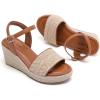 image:imageRuiee Wide Width Wedges Sandals for Women Summer Platform Espadrille Wedge Heels Wide Feet Braided Ankle Strap Womens Dressy SandalBrown 1103