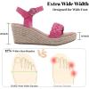 image:imageRuiee Wide Width Wedges Sandals for Women Summer Platform Espadrille Wedge Heels Wide Feet Braided Ankle Strap Womens Dressy SandalPink 0903