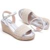image:imageRuiee Wide Width Wedges Sandals for Women Summer Platform Espadrille Wedge Heels Wide Feet Braided Ankle Strap Womens Dressy SandalSilver 1103