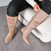 image:imageRuiee Womens Extra Wide Calf Knee High Boots True Wide Width Long Slouchy Boots for Ladies Low Flat Heel Casual Combat Tall Boots for WomenBeige Mf 368