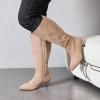 image:imageRuiee Womens Extra Wide Calf Knee High Boots True Wide Width Long Slouchy Boots for Ladies Low Flat Heel Casual Combat Tall Boots for WomenBeige Mf 371