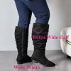 image:imageRuiee Womens Extra Wide Calf Knee High Boots True Wide Width Long Slouchy Boots for Ladies Low Flat Heel Casual Combat Tall Boots for WomenBlack Mf 368