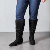 image:imageRuiee Womens Extra Wide Calf Knee High Boots True Wide Width Long Slouchy Boots for Ladies Low Flat Heel Casual Combat Tall Boots for WomenBlack Mf 368