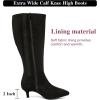 image:imageRuiee Womens Extra Wide Calf Knee High Boots True Wide Width Long Slouchy Boots for Ladies Low Flat Heel Casual Combat Tall Boots for WomenBlack Mf 371