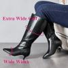 image:imageRuiee Womens Extra Wide Calf Knee High Boots True Wide Width Long Slouchy Boots for Ladies Low Flat Heel Casual Combat Tall Boots for WomenBlack Pu 371