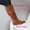 image:imageRuiee Womens Extra Wide Calf Knee High Boots True Wide Width Long Slouchy Boots for Ladies Low Flat Heel Casual Combat Tall Boots for WomenBrown Mf 368