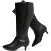 image:imageRuiee Womens Extra Wide Calf Knee High Boots True Wide Width Long Slouchy Boots for Ladies Low Flat Heel Casual Combat Tall Boots for WomenBlack Pu 371