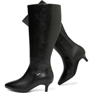 image:imageRuiee Womens Extra Wide Calf Knee High Boots True Wide Width Long Slouchy Boots for Ladies Low Flat Heel Casual Combat Tall Boots for WomenBlack Pu 371