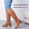 image:imageRuiee Womens Extra Wide Calf Knee High Boots True Wide Width Chunky Heeled Boot Comfortable Plus Size Tall Long Gogo Boots for WomenTan Mf 370