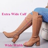 image:imageRuiee Womens Extra Wide Calf Knee High Boots True Wide Width Chunky Heeled Boot Comfortable Plus Size Tall Long Gogo Boots for WomenTan Mf 370