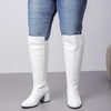 image:imageRuiee Womens Extra Wide Calf Knee High Boots True Wide Width Chunky Heeled Boot Comfortable Plus Size Tall Long Gogo Boots for WomenWhite Pu 370
