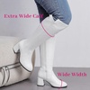 image:imageRuiee Womens Extra Wide Calf Knee High Boots True Wide Width Chunky Heeled Boot Comfortable Plus Size Tall Long Gogo Boots for WomenWhite Pu 370