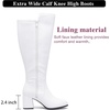 image:imageRuiee Womens Extra Wide Calf Knee High Boots True Wide Width Chunky Heeled Boot Comfortable Plus Size Tall Long Gogo Boots for WomenWhite Pu 370