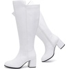 image:imageRuiee Womens Extra Wide Calf Knee High Boots True Wide Width Chunky Heeled Boot Comfortable Plus Size Tall Long Gogo Boots for WomenWhite Pu 370